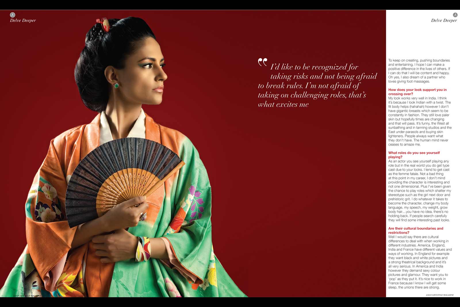 Editorial for Asian Lifestyle Magazine, fashion shoot with Mumbai Actress Aruna Shields
