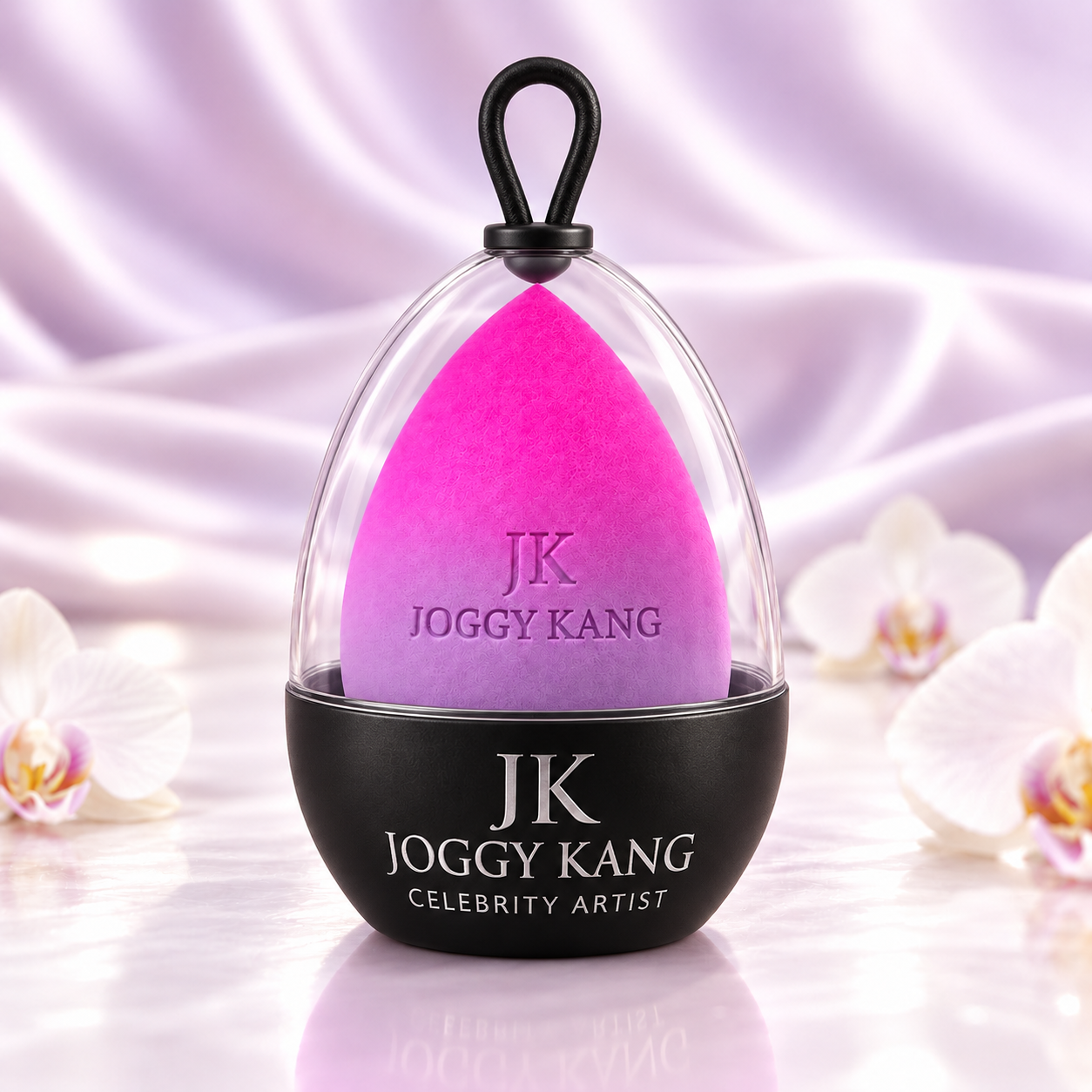 Pink & Lilac Ombré Makeup Sponge – Black Travel Case